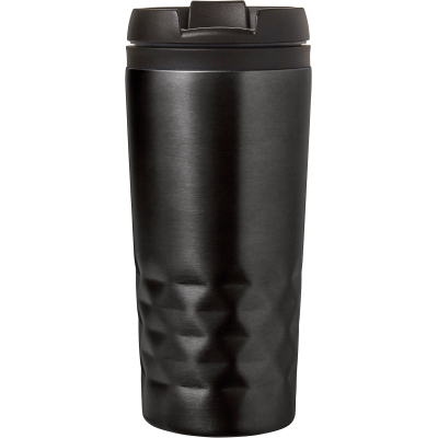 STAINLESS STEEL METAL DOUBLE WALLED TRAVEL MUG (300ML) in Black