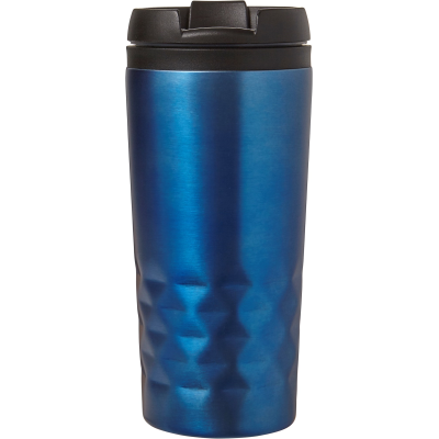 STAINLESS STEEL METAL DOUBLE WALLED TRAVEL MUG (300ML) in Blue