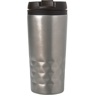 STAINLESS STEEL METAL DOUBLE WALLED TRAVEL MUG (300ML) in Silver