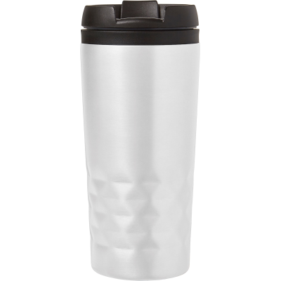 STAINLESS STEEL METAL DOUBLE WALLED TRAVEL MUG (300ML) in White