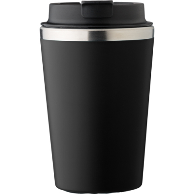 STAINLESS STEEL METAL TRAVEL MUG (350ML) in Black