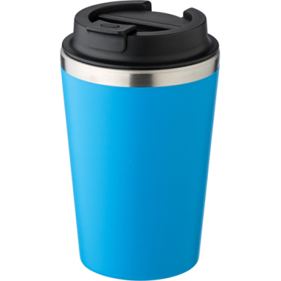 STAINLESS STEEL METAL TRAVEL MUG (350ML) in Light Blue