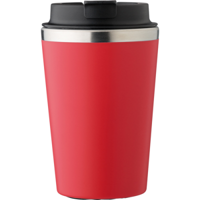 STAINLESS STEEL METAL TRAVEL MUG (350ML) in Red