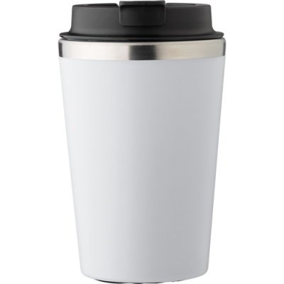 STAINLESS STEEL METAL TRAVEL MUG (350ML) in White