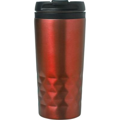 THE TOWER - STAINLESS STEEL METAL DOUBLE WALLED TRAVEL MUG (300ML) in Red