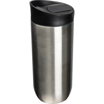 THERMAL INSULATED MUG 500ML with Push-button Closure in Silvergrey