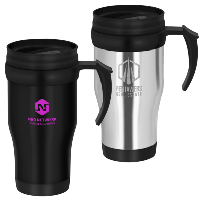 TOUR DOUBLE WALLED TRAVEL MUG with Handle - 400Ml