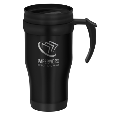 TOUR DOUBLE WALLED TRAVEL MUG with Handle - 400Ml Black