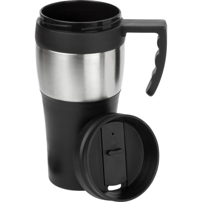 TRAVEL MUG (500ML) in Black_&_Silver