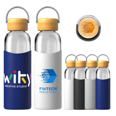 VITALITY GLASS WATER BOTTLE with Silicon Sleeve - 550Ml