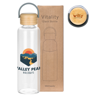 VITALITY GLASS WATER BOTTLE WITHOUT SILICON SLEEVE - 550ML