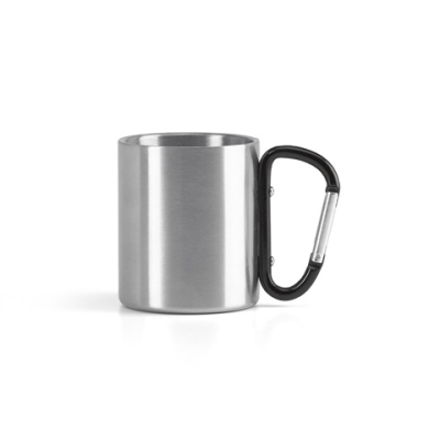 WINGS 230 ML STAINLESS STEEL METAL MUG in Black