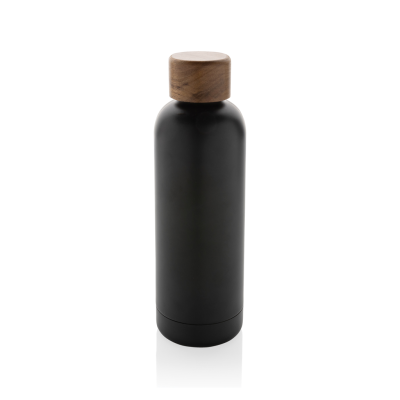 WOOD RCS CERTIFIED RECYCLED STAINLESS STEEL METAL VACUUM BOTTLE in Black