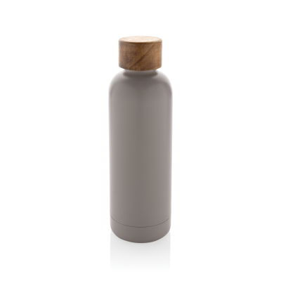 WOOD RCS CERTIFIED RECYCLED STAINLESS STEEL METAL VACUUM BOTTLE in Grey