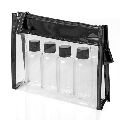 5 PIECE TRAVEL SET in a Black & Clear Zippered Bag