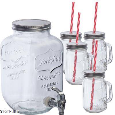 GLASS DISPENSER with 4 Jugs in Clear Transparent