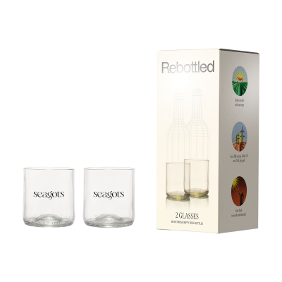 REBOTTLED® SHORT TUMBLER 2-PACK DRINK GLASSES in Clear Transparent