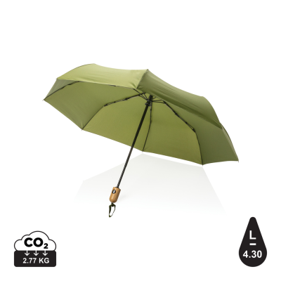 21 INCH IMPACT AWARE™ RPET 190T BAMBOO AUTO OPEN & CLOSE UMBRELLA in Green