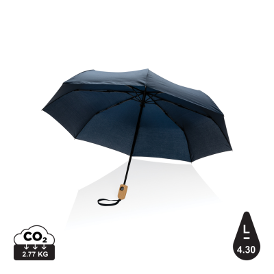 21 INCH IMPACT AWARE™ RPET 190T BAMBOO AUTO OPEN & CLOSE UMBRELLA in Navy