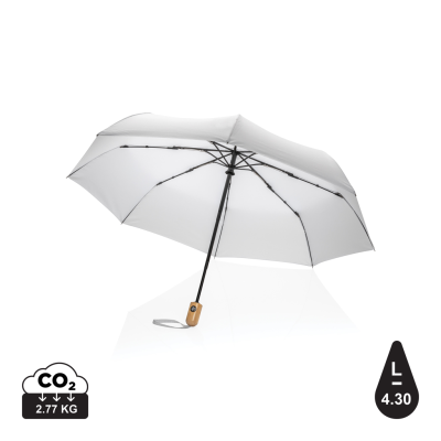 21 INCH IMPACT AWARE™ RPET 190T BAMBOO AUTO OPEN & CLOSE UMBRELLA in White