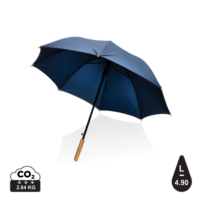 23 INCH IMPACT AWARE™ RPET 190T AUTO OPEN BAMBOO UMBRELLA in Navy