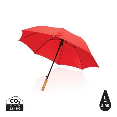 23 INCH IMPACT AWARE™ RPET 190T AUTO OPEN BAMBOO UMBRELLA in Red