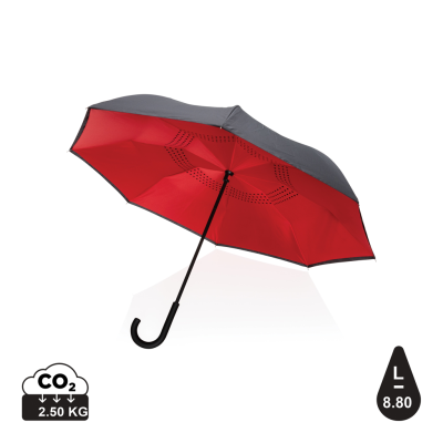 23 INCH IMPACT AWARE™ RPET 190T REVERSIBLE UMBRELLA in Red