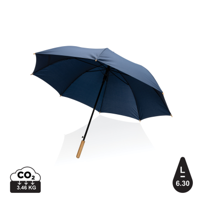 27 INCH IMPACT AWARE™ RPET 190T AUTO OPEN BAMBOO UMBRELLA in Navy