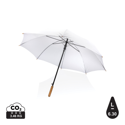 27 INCH IMPACT AWARE™ RPET 190T AUTO OPEN BAMBOO UMBRELLA in White