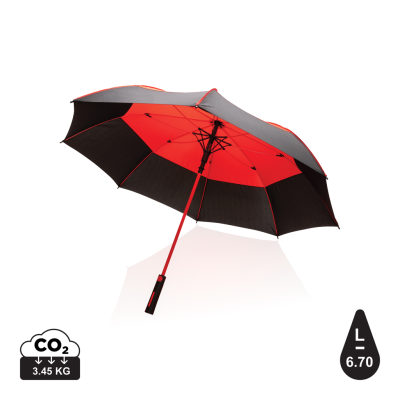 27 INCH IMPACT AWARE™ RPET 190T AUTO OPEN STORMPROOF UMBRELLA in Red