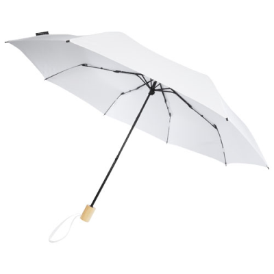 BIRGIT 21 FOLDING WINDPROOF RECYCLED PET UMBRELLA in White