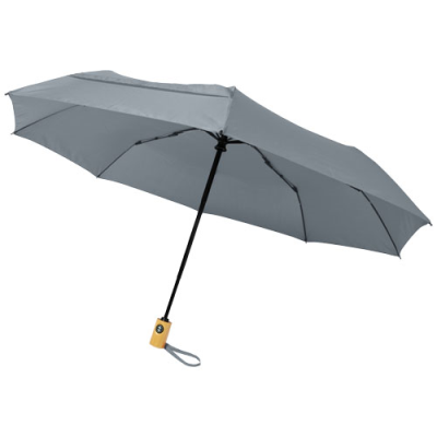 BO 21 INCH FOLDING AUTO OPEN & CLOSE RECYCLED PET UMBRELLA in Grey