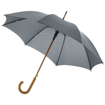 KYLE 23 INCH AUTO OPEN UMBRELLA WOOD SHAFT AND HANDLE in Grey