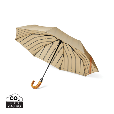 VINGA BOSLER AWARE™ RECYCLED PET 21 INCH FOLDING UMBRELLA in Greige