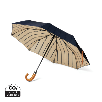 VINGA BOSLER AWARE™ RECYCLED PET 21 INCH FOLDING UMBRELLA in Navy Blue