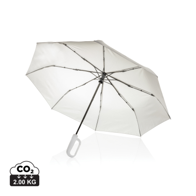 YARA 21 INCH AWARE™ RPET SOLID COLOUR UMBRELLA with Carabiner in Beige