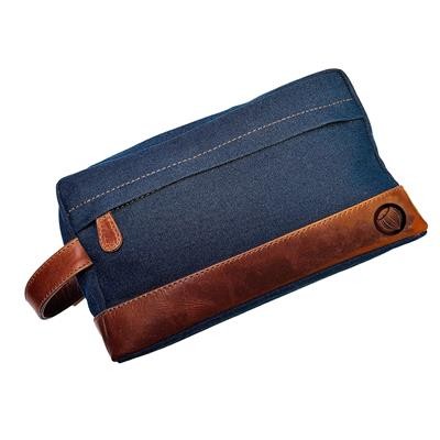 ECO RECYCLED CANVAS AND LEATHER TOILETRY BAG