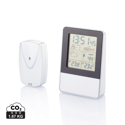 INDOOR & OUTDOOR WEATHER STATION in Silver, Black