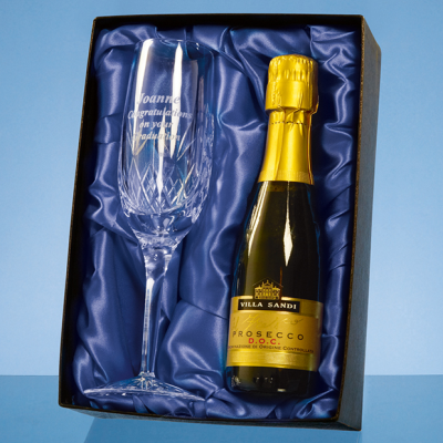 SINGLE CHAMPAGNE FLUTE GIFT SET with a 20Cl Bottle of Prosecco