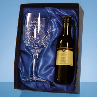 SINGLE GOBLET GIFT SET with a 18,7Cl Bottle of Red Wine