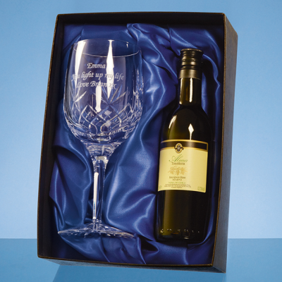 SINGLE GOBLET GIFT SET with a 18,7Cl Bottle of White Wine